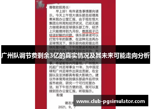 广州队调节费剩余3亿的真实情况及其未来可能走向分析